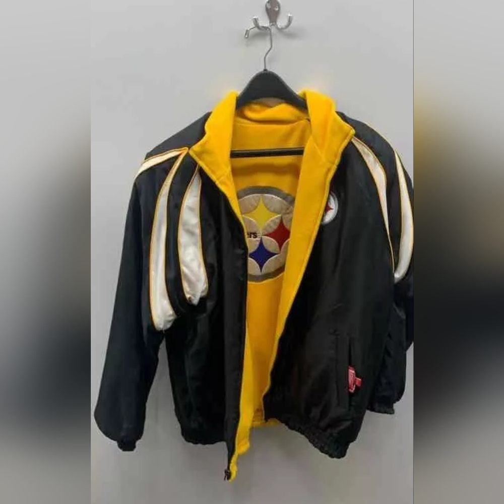NFL Reversible Pittsburgh Steelers Yellow Black Reversible Jacket M XL W Large - Picture 2 of 7
